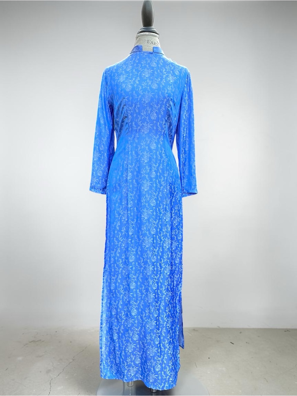 Yaly Couture Genuine Silk Blend Ao Dai Vietnamese Traditional Dress - Blue - Picture 5 of 14